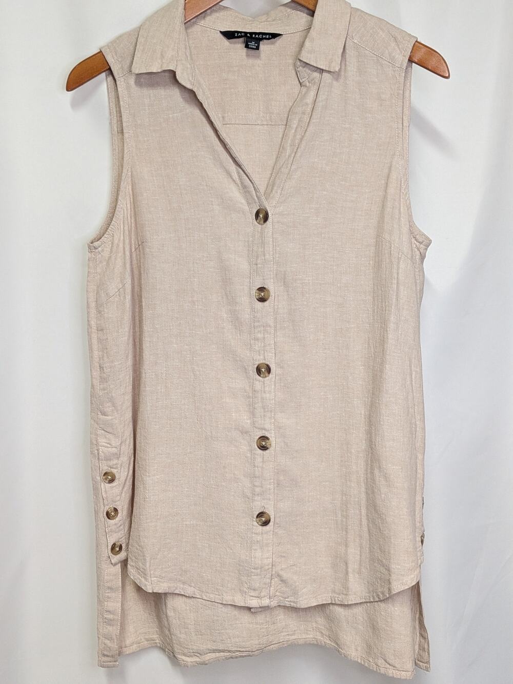 Zac & Rachel Sleeveless Button Down Tunic Size M